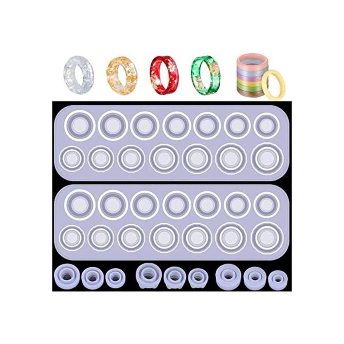 11 piezas de moldes de resina para anillos de silicona