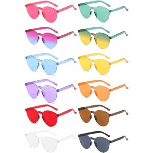 12 Pack Round Square Triangle Rimless Party Sunglasses