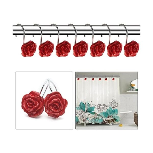 12 anillos para cortina de regadera con diseño de rosas