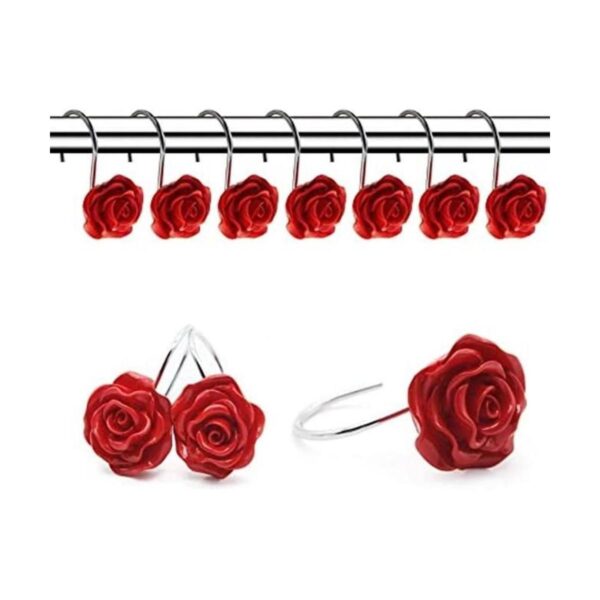 12 anillos para cortina de regadera con diseño de rosas