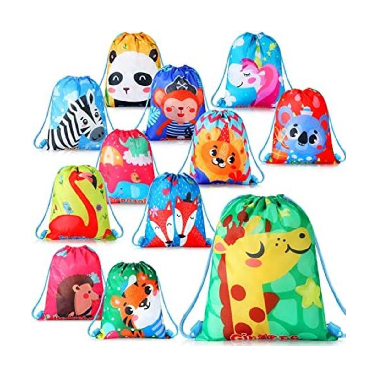 12 bolsas de regalo de fiesta para niños con cordón de