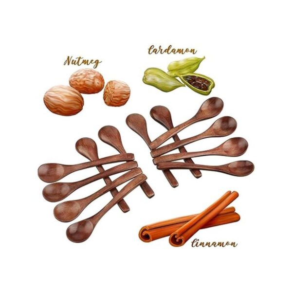 12 cucharas de madera pequeñas de 4.7 in cucharas de sopa