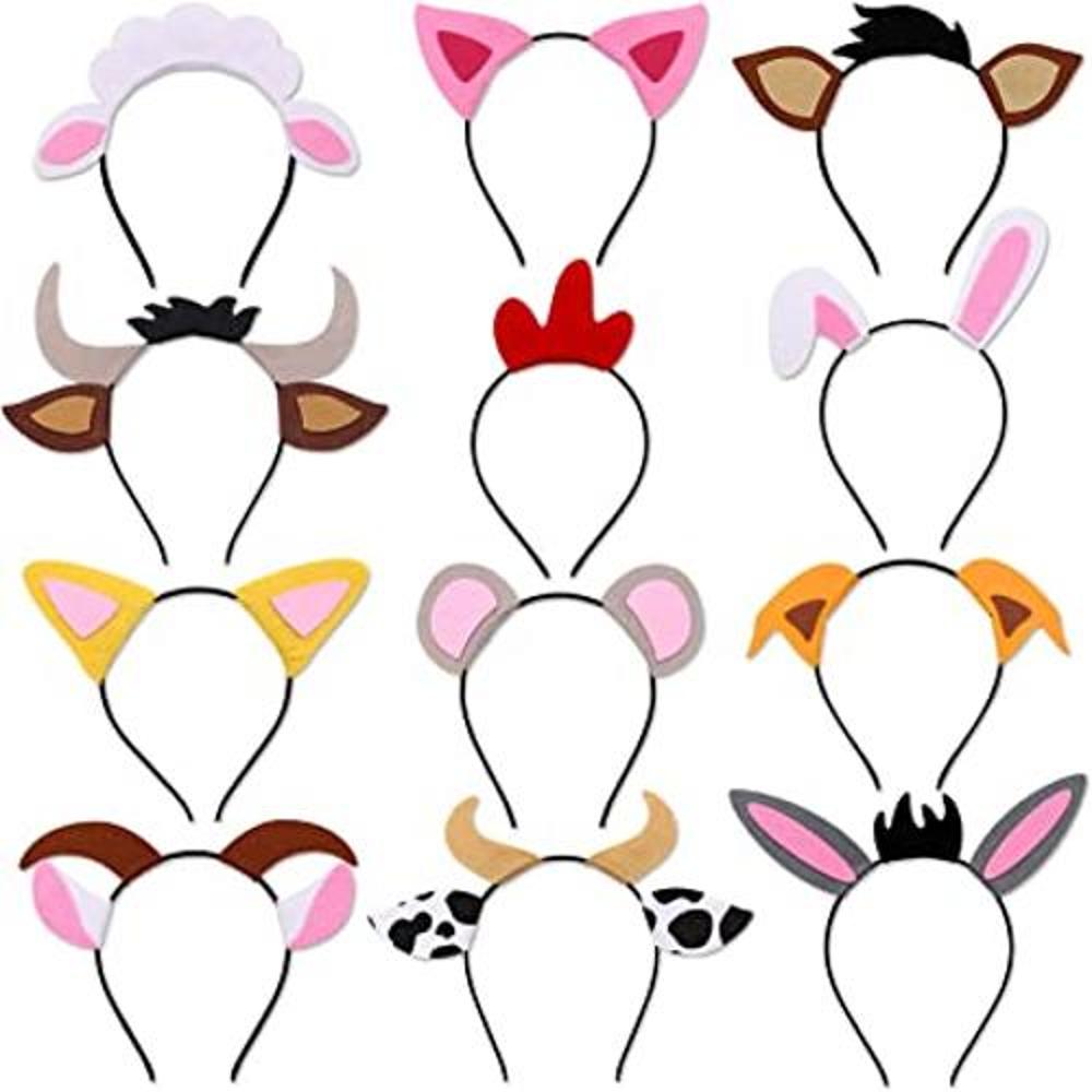 12 diademas de orejas de animales de granja para mascotas