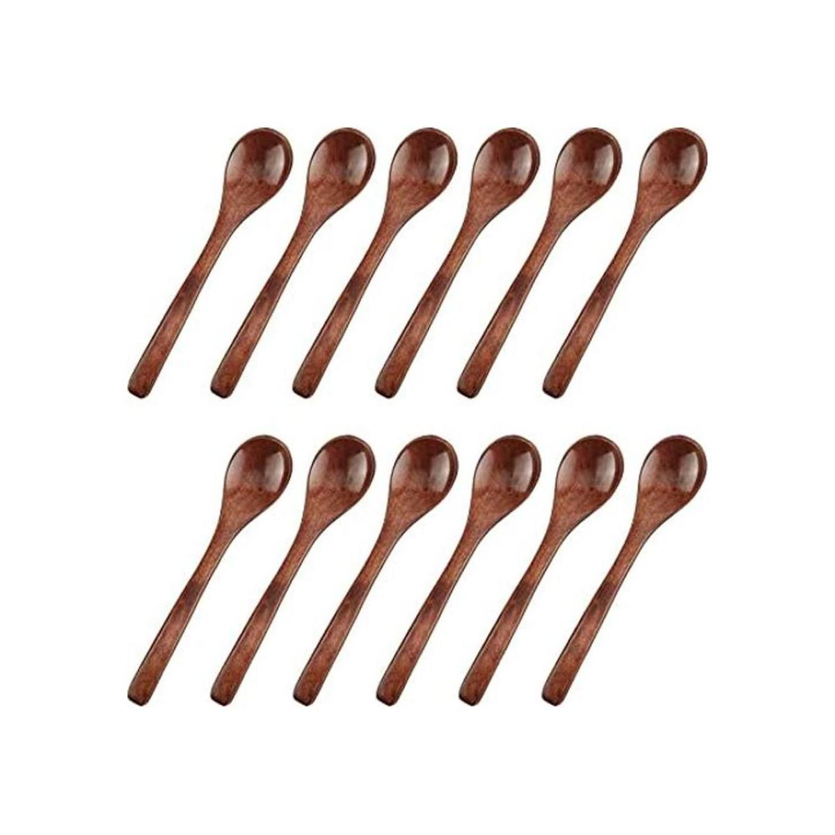 12 cucharas de madera pequeñas de 4.7 in cucharas de sopa