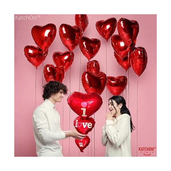 12 globos de San Valentín con forma de corazón rojo