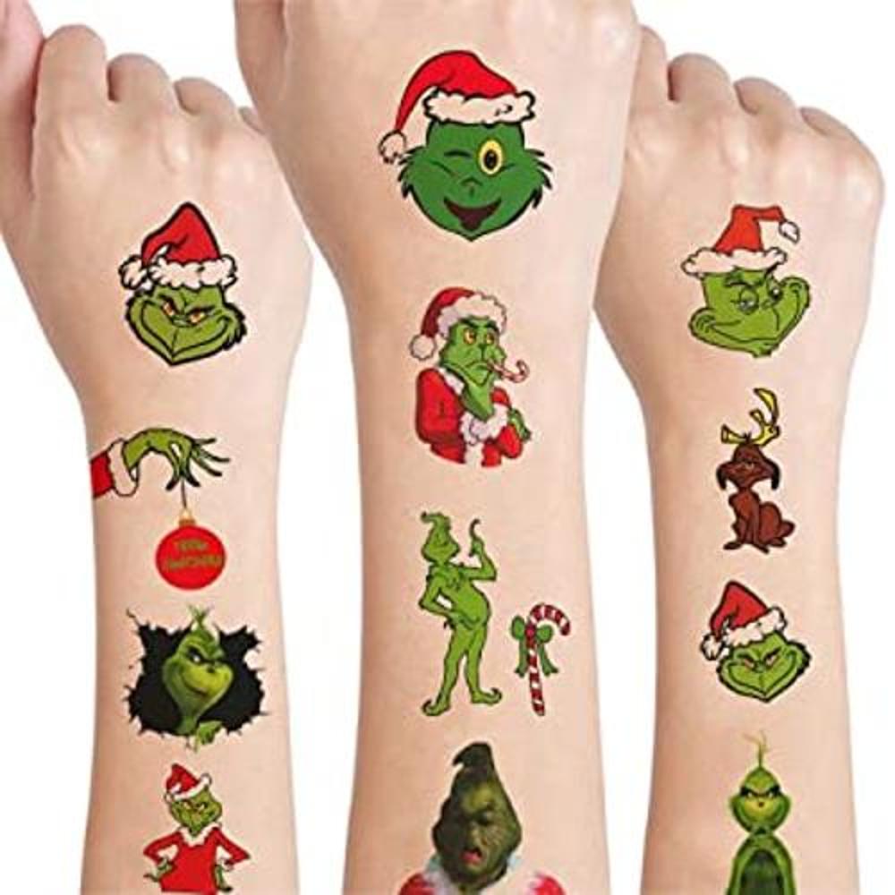 12 hojas de tatuajes temporales de Navidad para niños