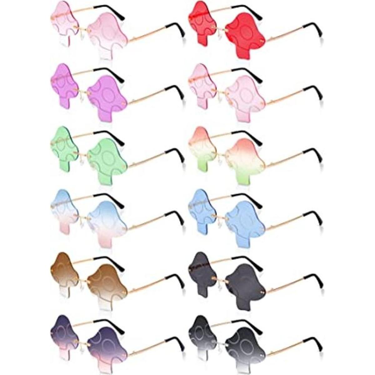 12 pares de lentes de sol en forma de hongo transparentes