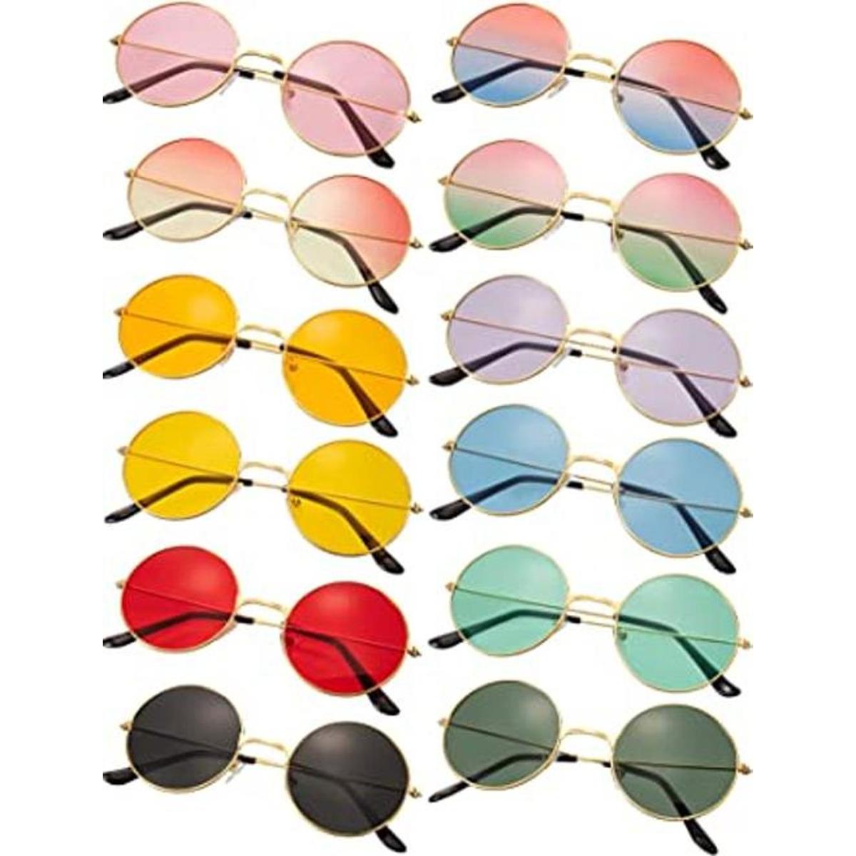 12 pares de gafas de sol hippie de los años 60 y 70 para