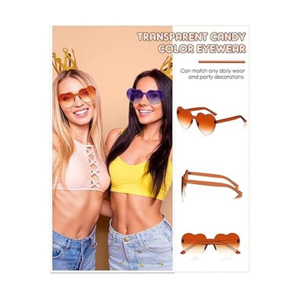 12 pares de lentes de sol en forma de corazón sin borde