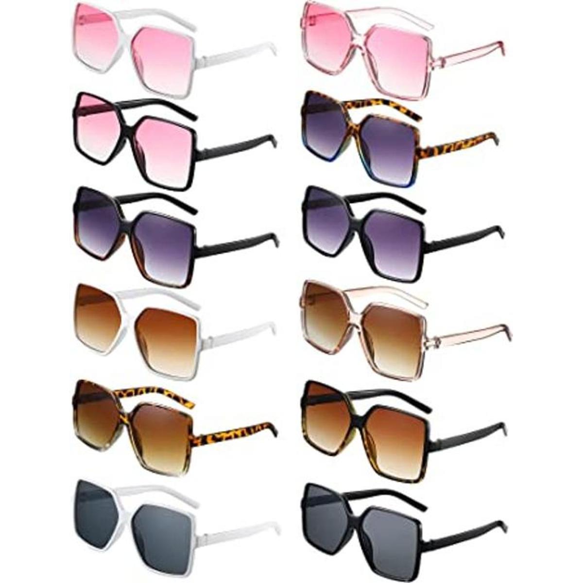 12 pares de gafas de sol cuadradas de gran tamaño para