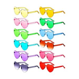 12 pares de lentes de sol en forma de corazón sin borde