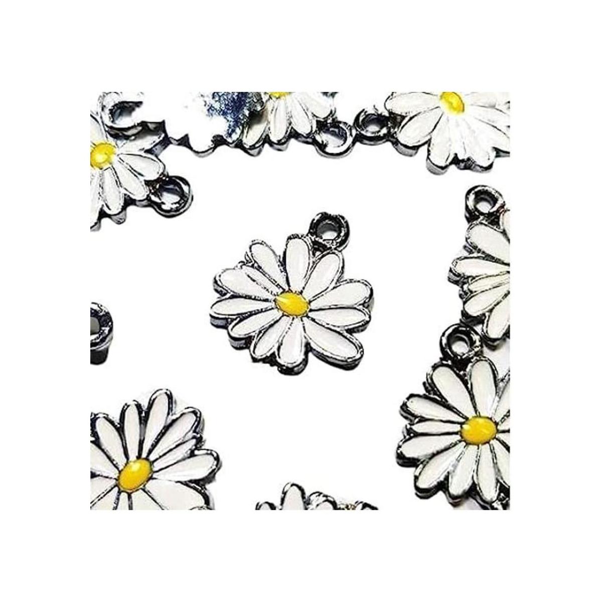 12 pequeños margarita amarilla de color blanco esmalte
