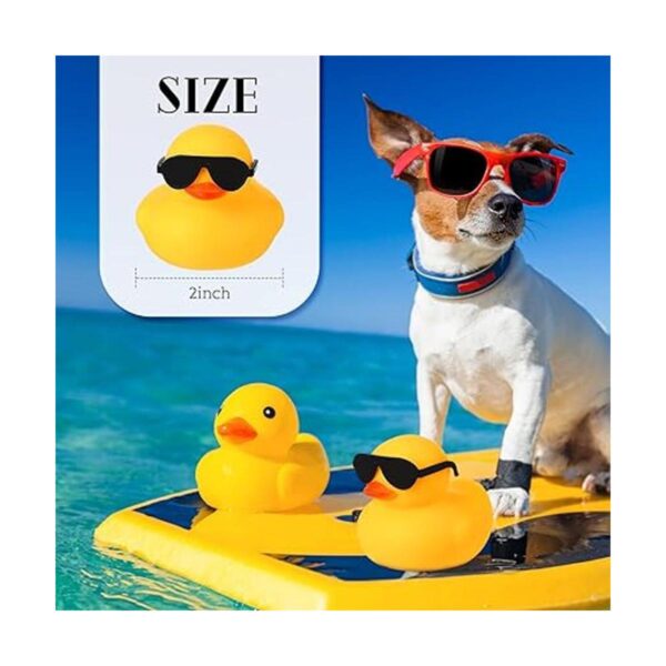 12 patos de goma con 12 lentes de sol sombreros_2