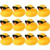 12 patos de goma con 12 lentes de sol sombreros_1