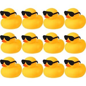 12 patos de goma con 12 lentes de sol sombreros_1
