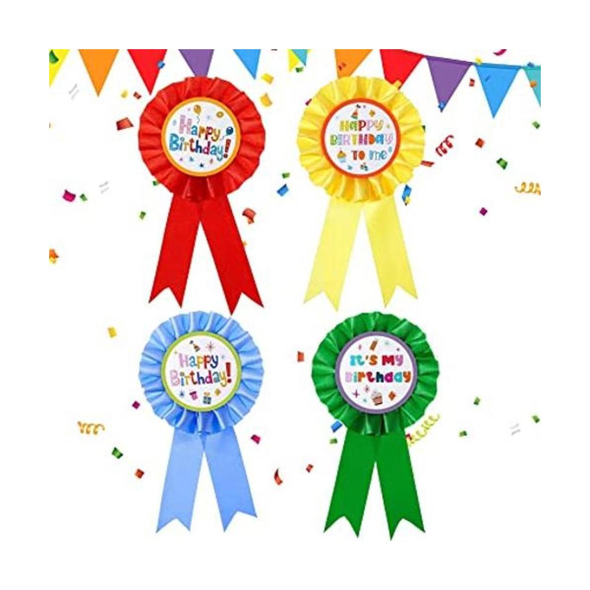 12 piezas de cinta de premio de feliz cumpleaños hojalata