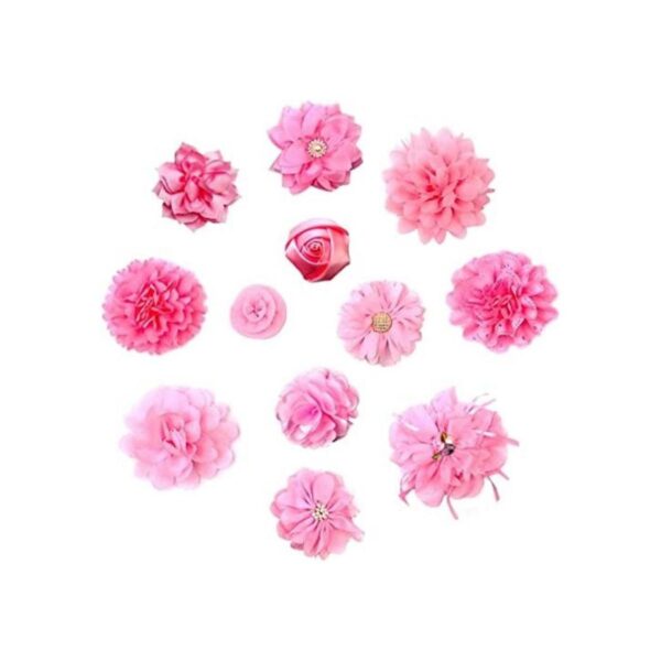 12 piezas de collar de perro rosa con lazos y flores para