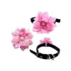 12 piezas de collar de perro rosa con lazos y flores para