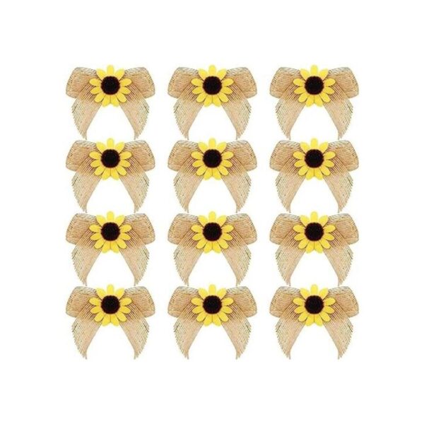 12 piezas de arpillera de girasol artificial de arpillera