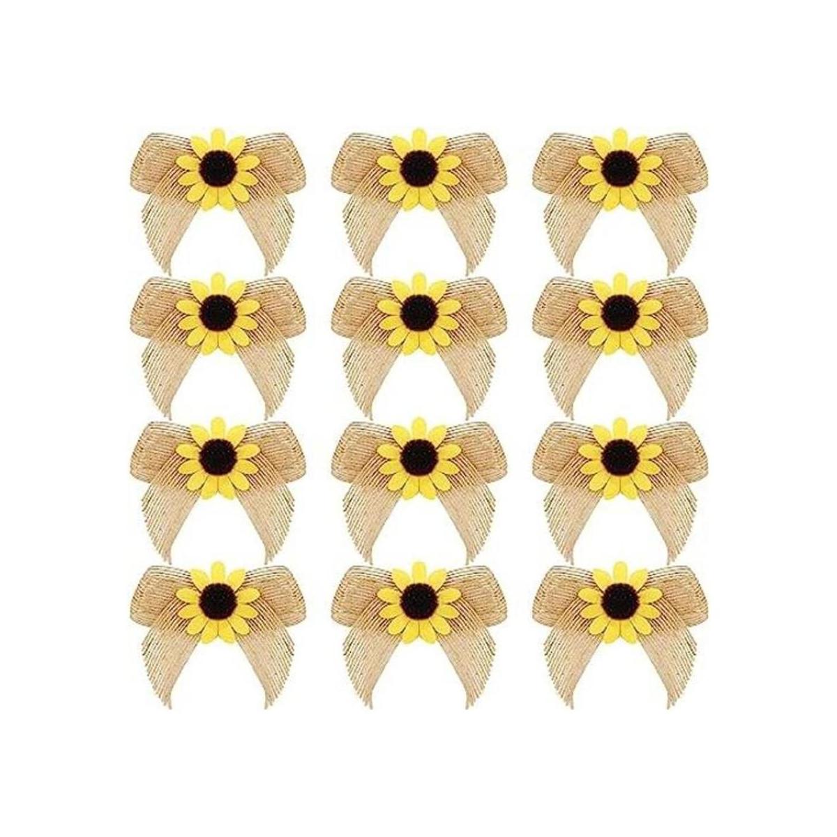12 piezas de arpillera de girasol artificial de arpillera