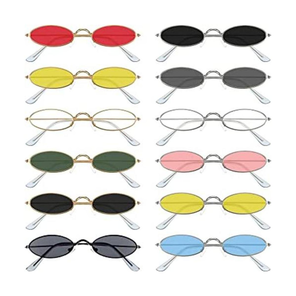 12 piezas de gafas de sol ovaladas estilo vintage retro