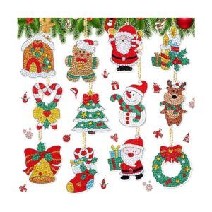 12 piezas de llavero de pintura de diamantes de Navidad_1