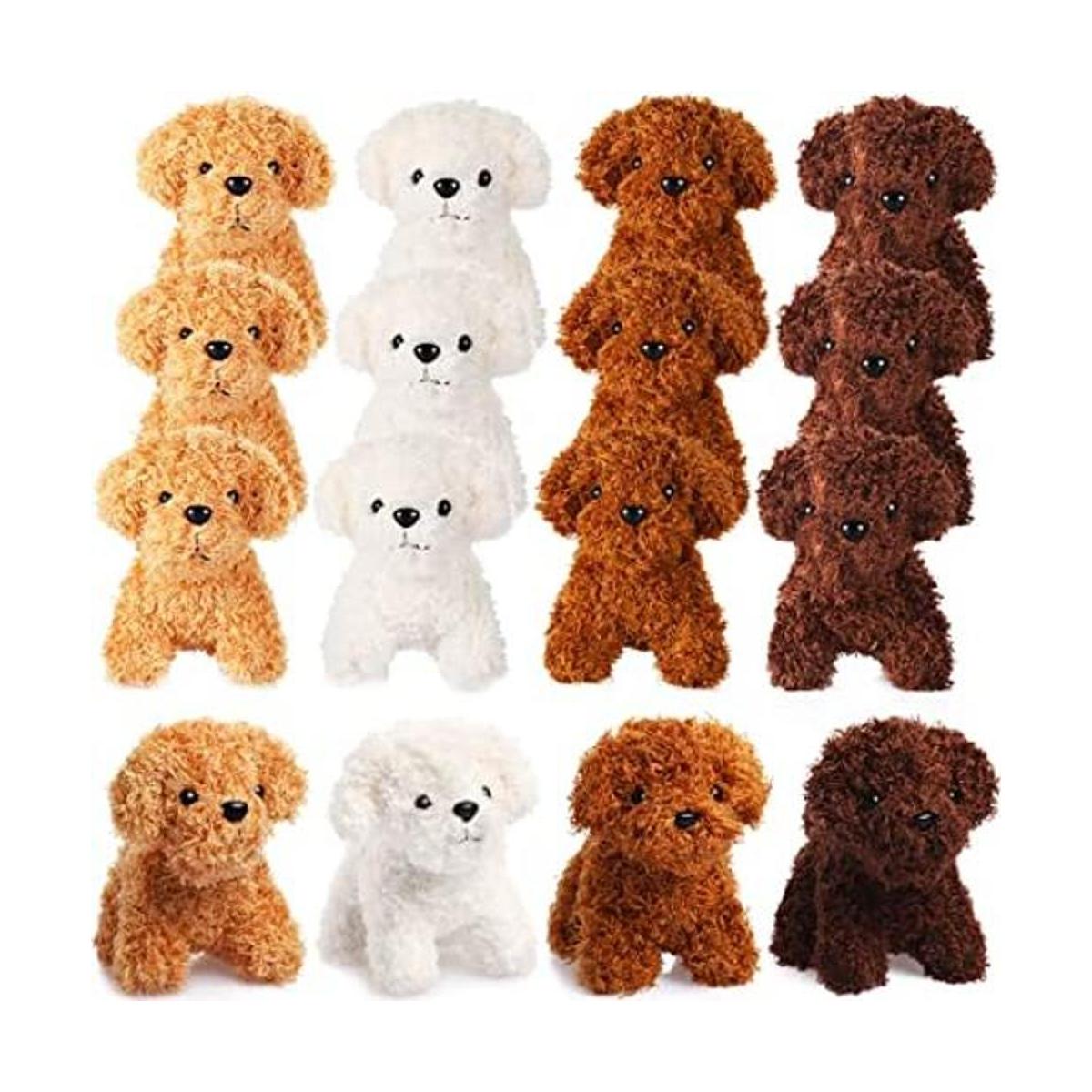 12 piezas de mini cachorros de peluche con llaveros