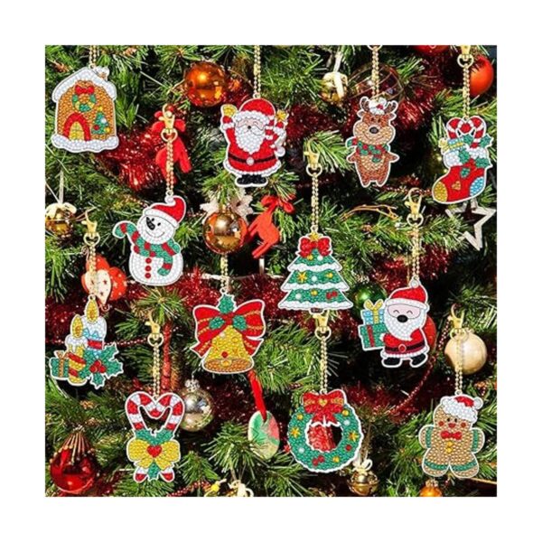 12 piezas de llavero de pintura de diamantes de Navidad_2