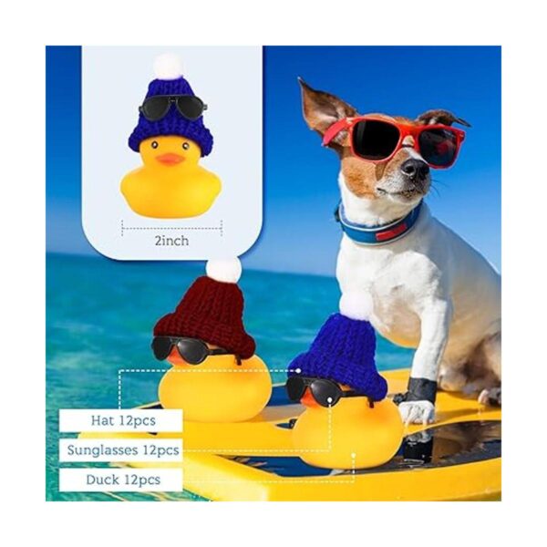 12 piezas de mini patos de goma con 12 lentes de sol_2