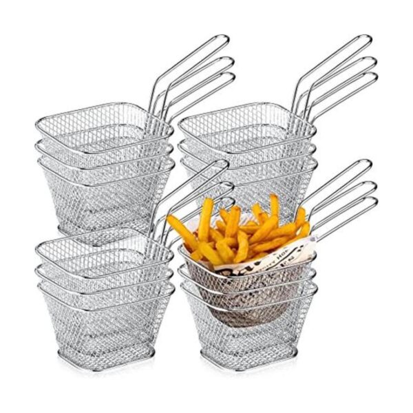 12 piezas de mini cesta cuadrada de acero para freír con