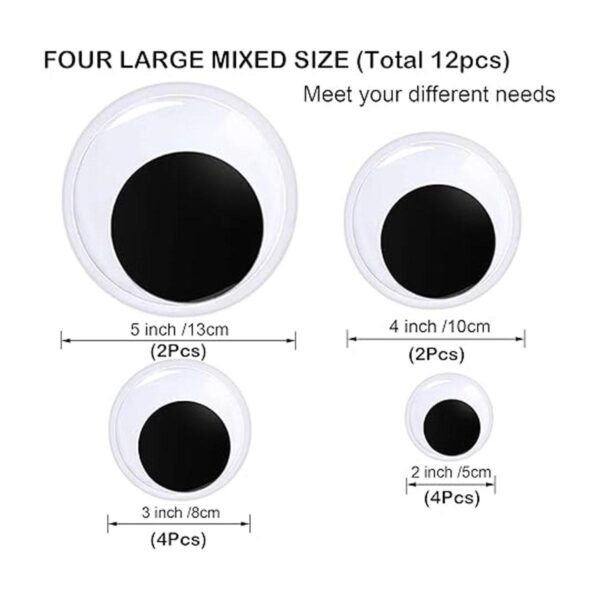 12 piezas de ojos grandes de 2 pulgadas 3 pulgadas 4