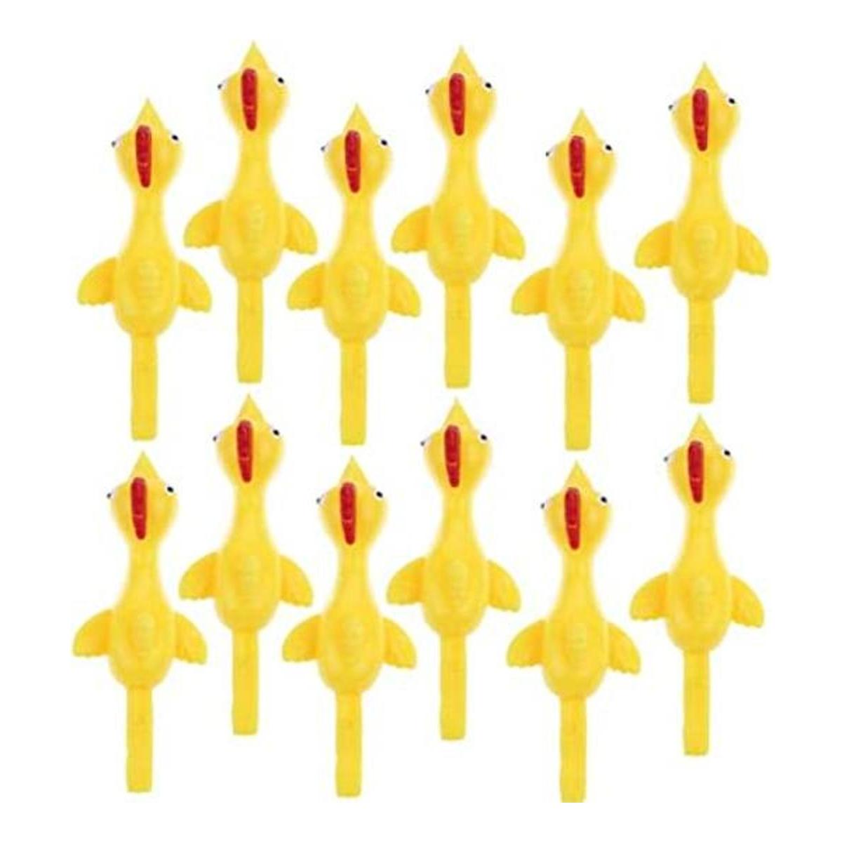 12 piezas de pollos de goma pegajosos de pollo con diseño