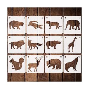 12 piezas de plantillas de animales de plástico para