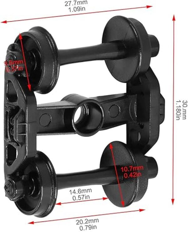 12 piezas modelo Bogie de tren con ruedas de plástico_3