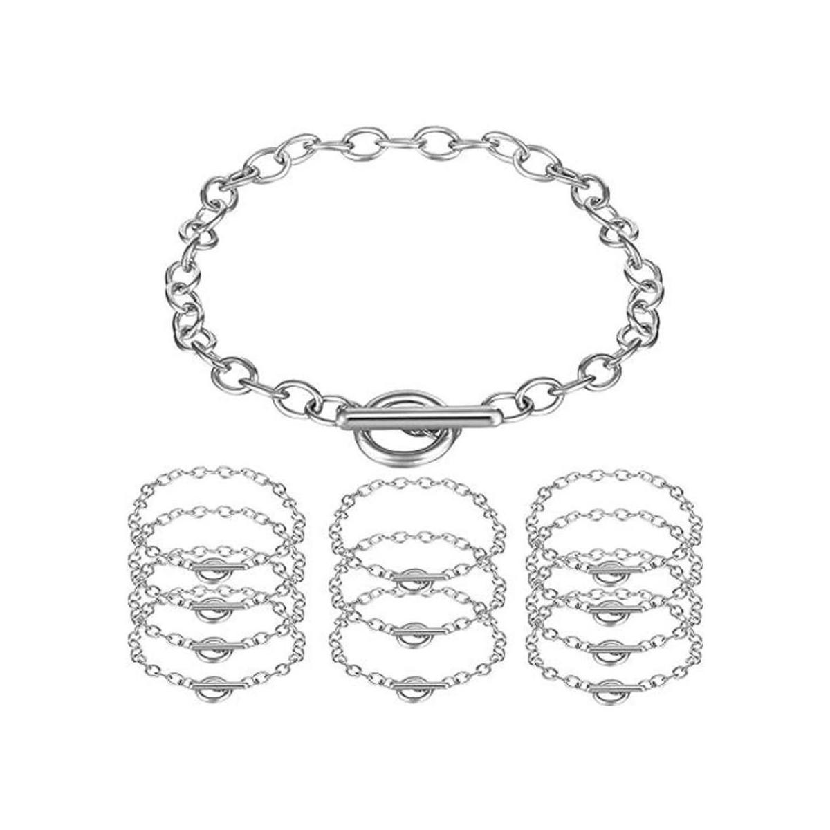 12 pulseras de cadena de aleación chapada en metal con