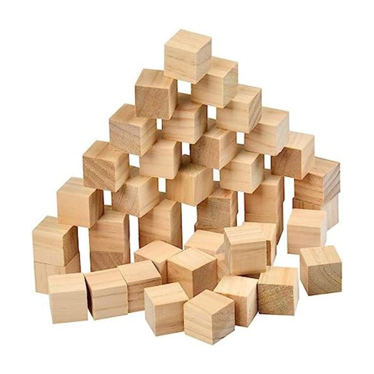 120 bloques cuadrados de madera cubos de madera en blanco