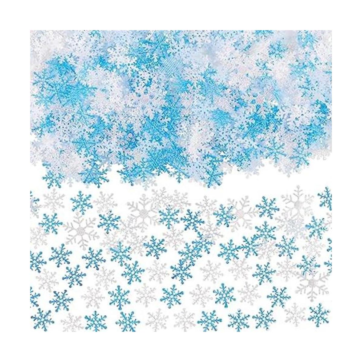 1200 piezas de confeti de copo de nieve azul y blanco con