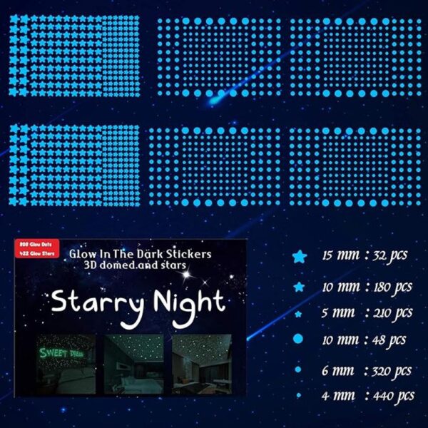 1230 calcomanías de pared con estrellas ultra brillantes