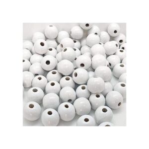 130 cuentas de madera blanca de 0.787 in con agujero