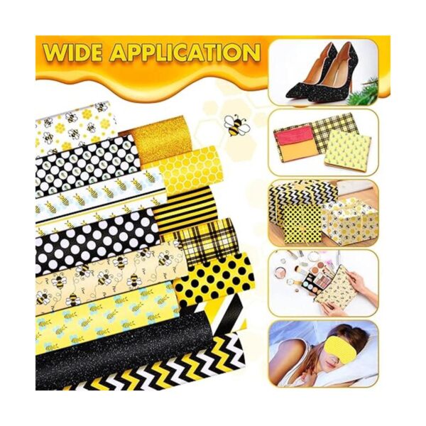 14 hojas de piel sintética con estampado de abeja limón y_6