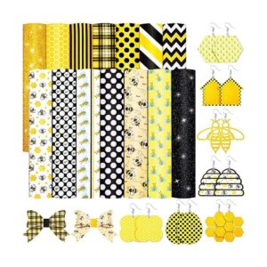 14 hojas de piel sintética con estampado de abeja limón y_1