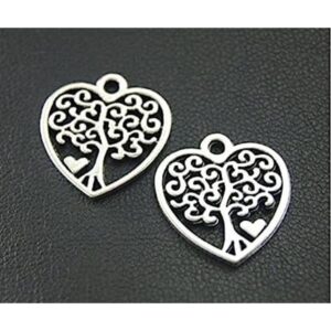 14 Pcs envejecido colgante de corazón rbol Encanto_1