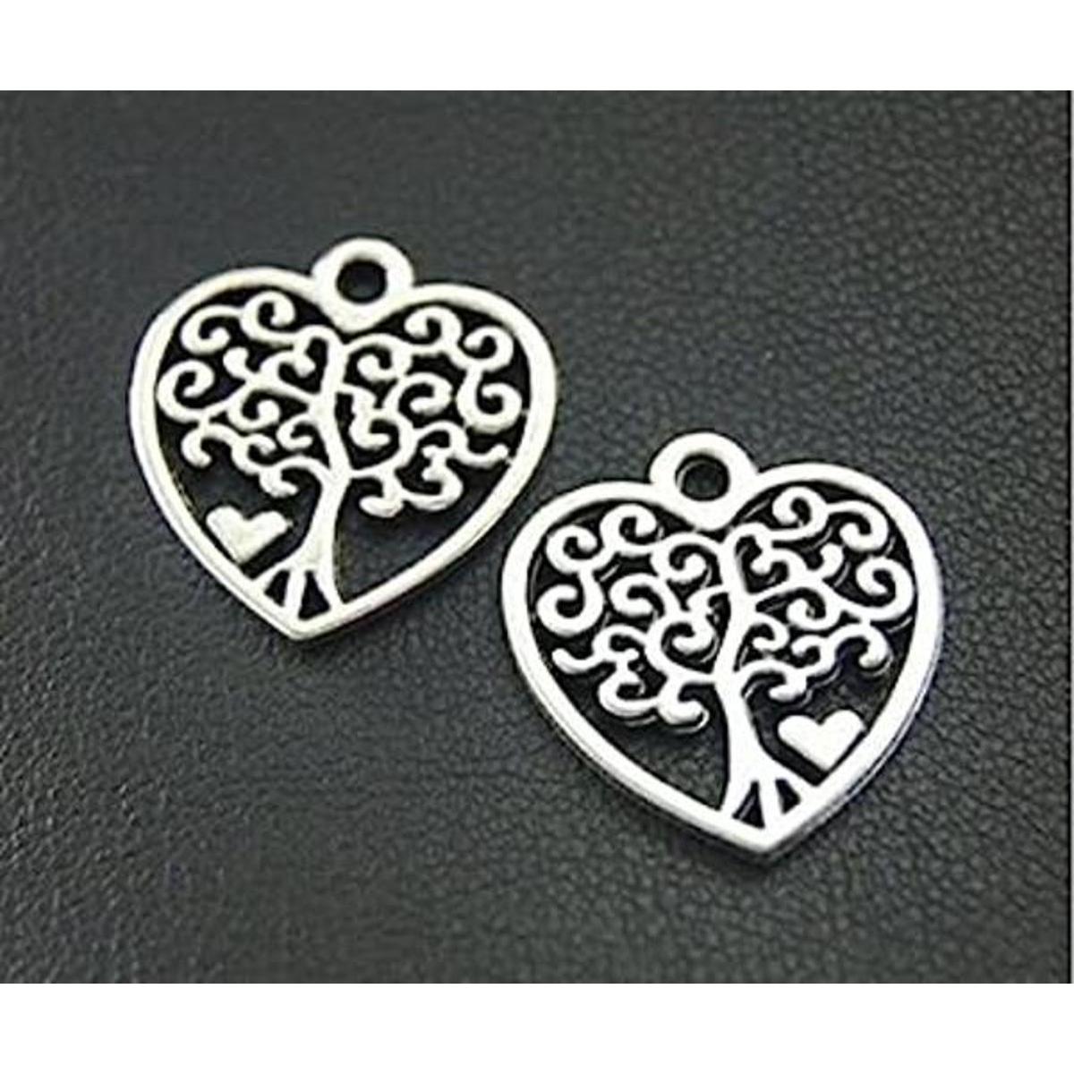 14 Pcs envejecido colgante de corazón rbol Encanto