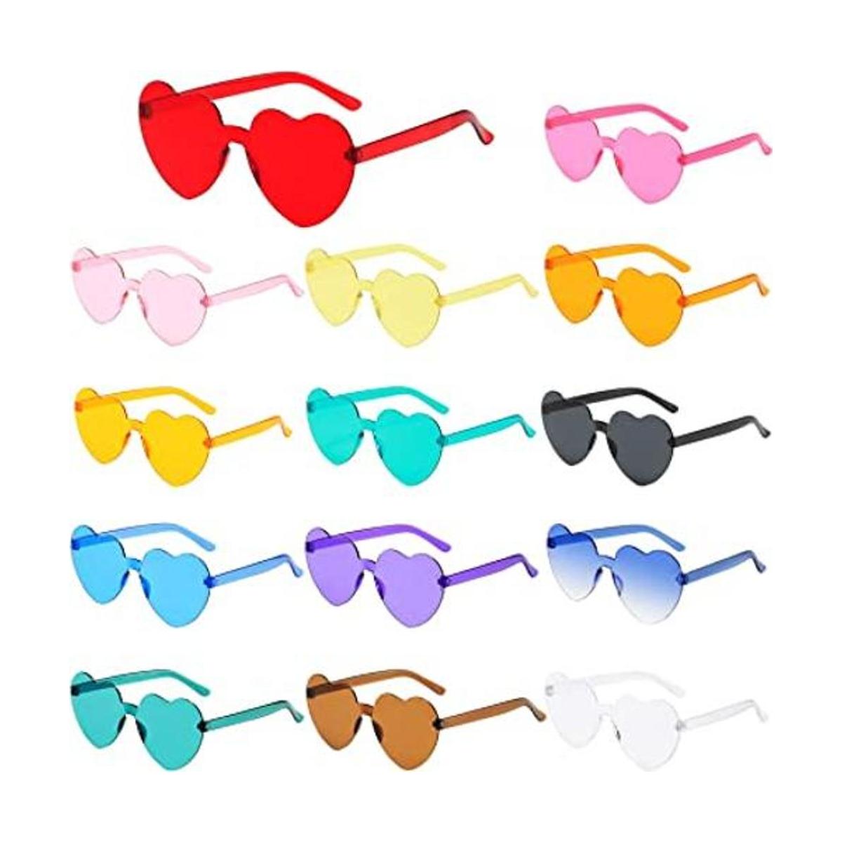 14 pares de lentes de sol de corazón para mujer