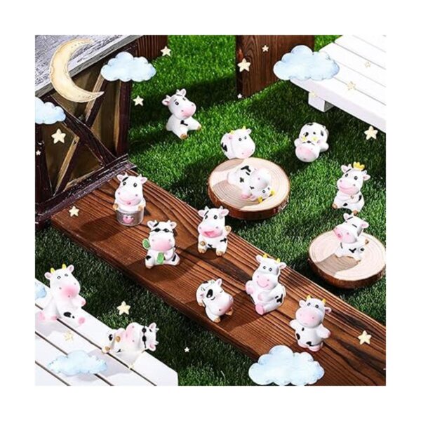 14 piezas de figuras miniaturas de animales de vaca_3