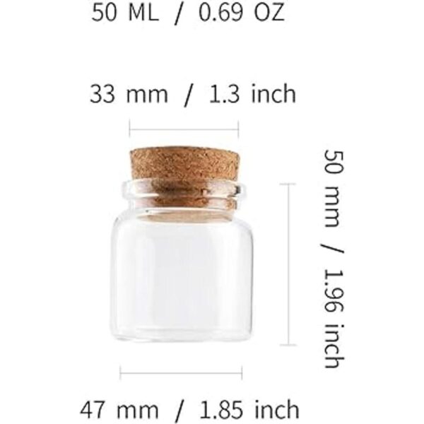 15 botellas de vidrio de 1.7 fl oz con corcho tarros con