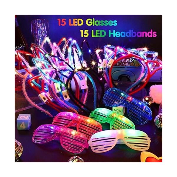15 lentes con luz LED 15 piezas de diadema LED con orejas_5