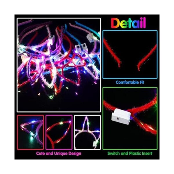 15 lentes con luz LED 15 piezas de diadema LED con orejas_3
