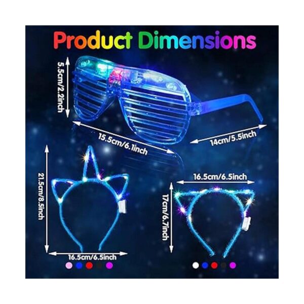 15 lentes con luz LED 15 piezas de diadema LED con orejas_2