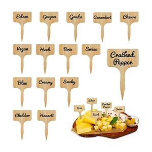 15 marcadores de queso de madera tipo T etiquetas